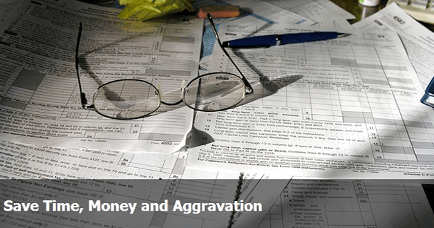a pair of eyeglasses sitting on top of what looks like tax forms on the philadelphia tax preparation services page