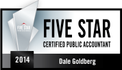 Dale S. Goldberg and Associates won the 5 star certified public accountants award for Philadelphia in 2014 